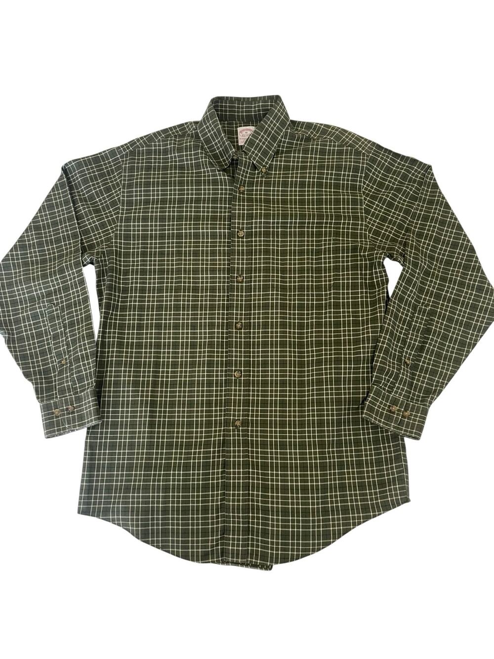Brooks Brothers Non-Iron Forest Green Plaid Button Down Shirt - Medium